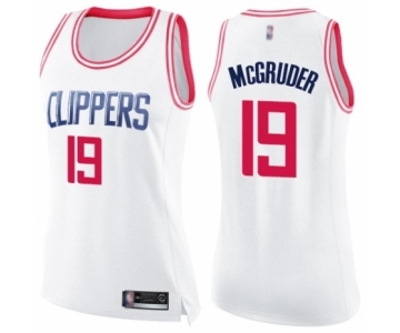 Women's Los Angeles Clippers #19 Rodney McGruder Swingman White Pink Fashion Basketball Jersey