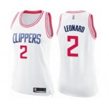 Women's Los Angeles Clippers #2 Kawhi Leonard Swingman White Pink Fashion Basketball Jersey