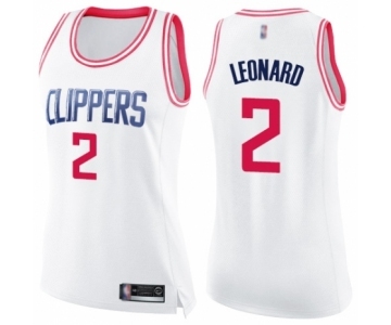 Women's Los Angeles Clippers #2 Kawhi Leonard Swingman White Pink Fashion Basketball Jersey