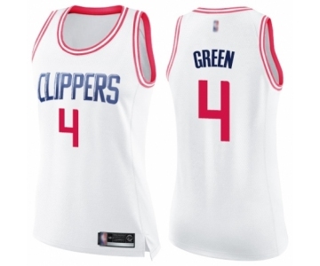 Women's Los Angeles Clippers #4 JaMychal Green Swingman White Pink Fashion Basketball Jersey