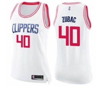 Women's Los Angeles Clippers #40 Ivica Zubac Swingman White Pink Fashion Basketball Jersey