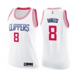 Women's Los Angeles Clippers #8 Moe Harkless Swingman White Pink Fashion Basketball Jersey