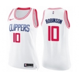 Women's Nike Los Angeles Clippers #10 Jerome Robinson Swingman White Pink Fashion NBA Jersey