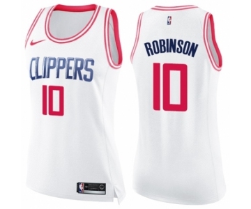 Women's Nike Los Angeles Clippers #10 Jerome Robinson Swingman White Pink Fashion NBA Jersey