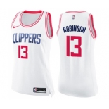 Women's Nike Los Angeles Clippers #13 Jerome Robinson Swingman White Pink Fashion NBA Jersey