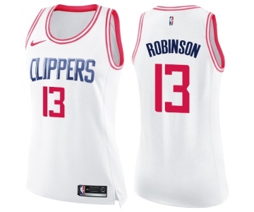 Women's Nike Los Angeles Clippers #13 Jerome Robinson Swingman White Pink Fashion NBA Jersey