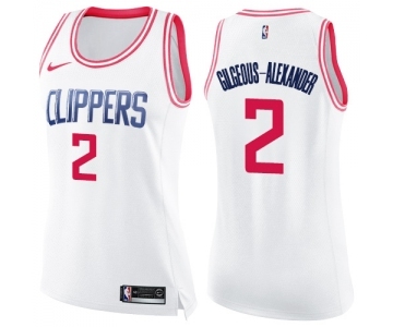 Women's Nike Los Angeles Clippers #2 Shai Gilgeous-Alexander Swingman White Pink Fashion NBA Jersey