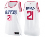 Women's Nike Los Angeles Clippers #21 Patrick Beverley Swingman White Pink Fashion NBA Jersey