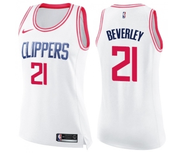 Women's Nike Los Angeles Clippers #21 Patrick Beverley Swingman White Pink Fashion NBA Jersey