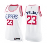 Women's Nike Los Angeles Clippers #23 Louis Williams Swingman White Pink Fashion NBA Jersey