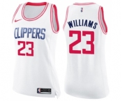 Women's Nike Los Angeles Clippers #23 Louis Williams Swingman White Pink Fashion NBA Jersey