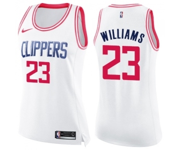 Women's Nike Los Angeles Clippers #23 Louis Williams Swingman White Pink Fashion NBA Jersey