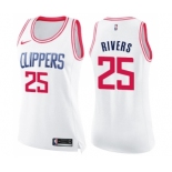 Women's Nike Los Angeles Clippers #25 Austin Rivers Swingman White Pink Fashion NBA Jersey