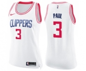 Women's Nike Los Angeles Clippers #3 Chris Paul Swingman White Pink Fashion NBA Jersey