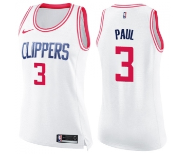 Women's Nike Los Angeles Clippers #3 Chris Paul Swingman White Pink Fashion NBA Jersey