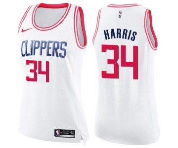 Women's Nike Los Angeles Clippers #34 Tobias Harris Swingman White Pink Fashion NBA Jersey