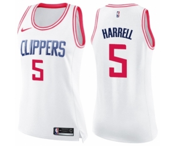 Women's Nike Los Angeles Clippers #5 Montrezl Harrell Swingman White Pink Fashion NBA Jersey