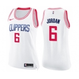 Women's Nike Los Angeles Clippers #6 DeAndre Jordan Swingman White Pink Fashion NBA Jersey