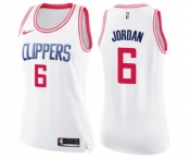 Women's Nike Los Angeles Clippers #6 DeAndre Jordan Swingman White Pink Fashion NBA Jersey