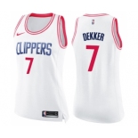 Women's Nike Los Angeles Clippers #7 Sam Dekker Swingman White Pink Fashion NBA Jersey