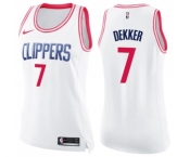 Women's Nike Los Angeles Clippers #7 Sam Dekker Swingman White Pink Fashion NBA Jersey