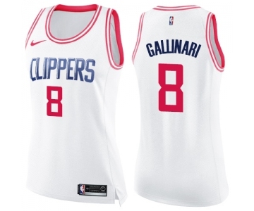 Women's Nike Los Angeles Clippers #8 Danilo Gallinari Swingman White Pink Fashion NBA Jersey