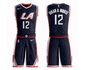 Youth Los Angeles Clippers #12 Luc Mbah a Moute Swingman Navy Blue Basketball Suit Jersey - City Edition