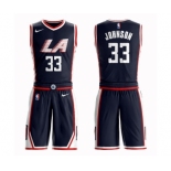 Youth Los Angeles Clippers #33 Wesley Johnson Swingman Navy Blue Basketball Suit Jersey - City Edition