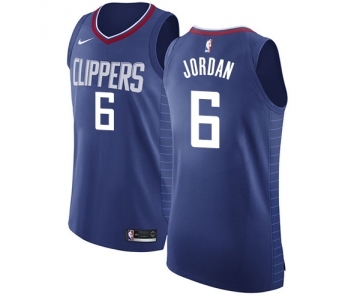 Youth Nike Los Angeles Clippers #6 DeAndre Jordan Authentic Blue Road NBA Jersey - Icon Edition