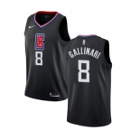 Youth Nike Los Angeles Clippers #8 Danilo Gallinari Authentic Black Alternate NBA Jersey Statement Edition