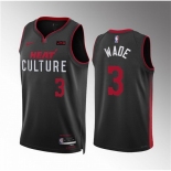 Men Miami Heat #3 Dwyane Wade Black 2023-24 City Edition Stitched Basketball Jersey