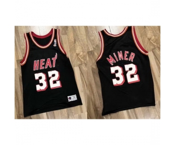 Men Miami Heat #32 Harold Miner Black Champions Stitched Basketball Throwback Jersey