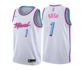 Men Nike Miami Heat #1 Chris Bosh Authentic White NBA Jersey - City Edition