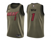 Men Nike Miami Heat #1 Chris Bosh Green Salute to Service NBA Swingman Jersey