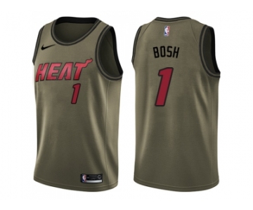 Men Nike Miami Heat #1 Chris Bosh Green Salute to Service NBA Swingman Jersey