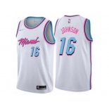 Men Nike Miami Heat #16 James Johnson Authentic White NBA Jersey - City Edition