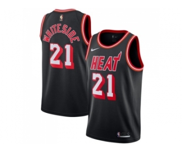 Men Nike Miami Heat #21 Hassan Whiteside Black NBA Swingman Hardwood Classics Jersey