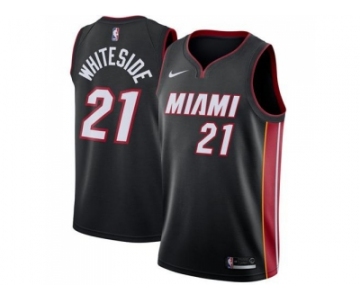 Men Nike Miami Heat #21 Hassan Whiteside Black Stitched NBA Swingman Jersey