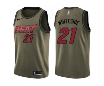 Men Nike Miami Heat #21 Hassan Whiteside Green Salute to Service NBA Swingman Jersey