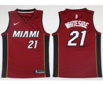 Men Nike Miami Heat #21 Hassan Whiteside Red NBA Swingman Statement Edition Jersey