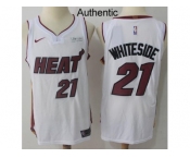 Men Nike Miami Heat #21 Hassan Whiteside White NBA Authentic Association Edition Jersey