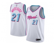 Men Nike Miami Heat #21 Hassan Whiteside White NBA Swingman City Edition Jersey