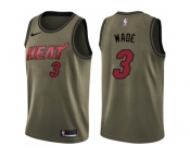 Men Nike Miami Heat #3 Dwyane Wade Green Salute to Service NBA Swingman Jersey