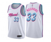 Men Nike Miami Heat #33 Alonzo Mourning Authentic White NBA Jersey - City Edition