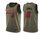 Men Nike Miami Heat #6 LeBron James Green Salute to Service NBA Swingman Jersey