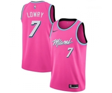 Men Nike Miami Heat #7 Kyle Lowry Pink NBA Swingman Earned Edition Jersey