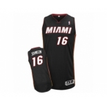 Men's Adidas Miami Heat #16 James Johnson Authentic Black Road NBA Jersey