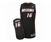 Men's Adidas Miami Heat #16 James Johnson Authentic Black Road NBA Jersey