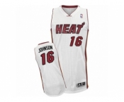 Men's Adidas Miami Heat #16 James Johnson Authentic White Home NBA Jersey