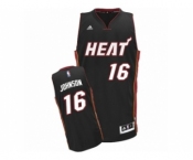 Men's Adidas Miami Heat #16 James Johnson Swingman Black Road NBA Jersey